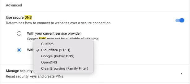 Choosing DNS Server