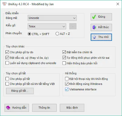 Giao diện Unikey Modified by Jan